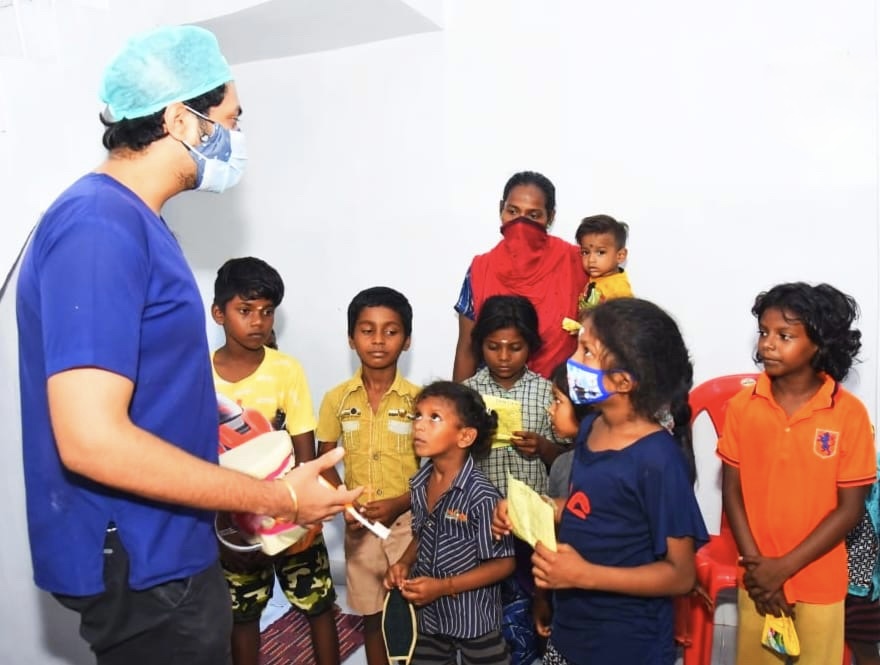 Spreading smiles: Dr. Pranav Hariharan educates young minds on oral health.