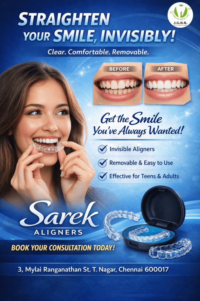 sarek aligners, teeth braces in chennai, invisalign